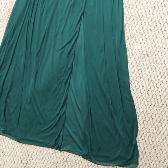 NEW Davids Bridal Formal Dress Forest Green Lace Chiffon 1 Shoulder Size 6 - Picture 11 of 15